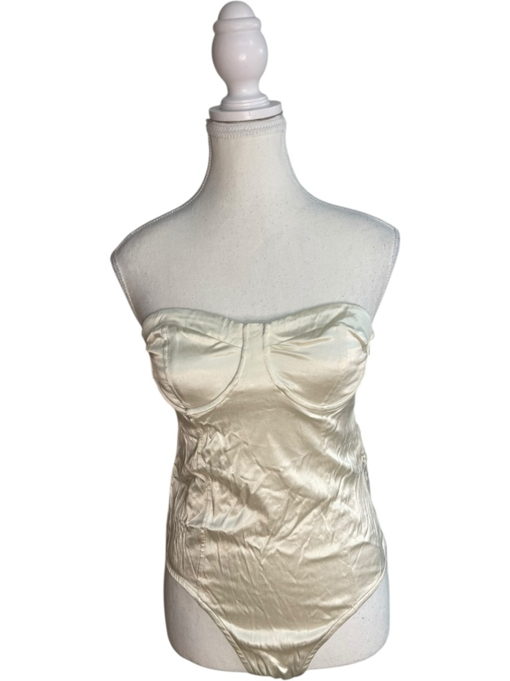 Zara Satin Bustier Strapless Bodysuit Ivory